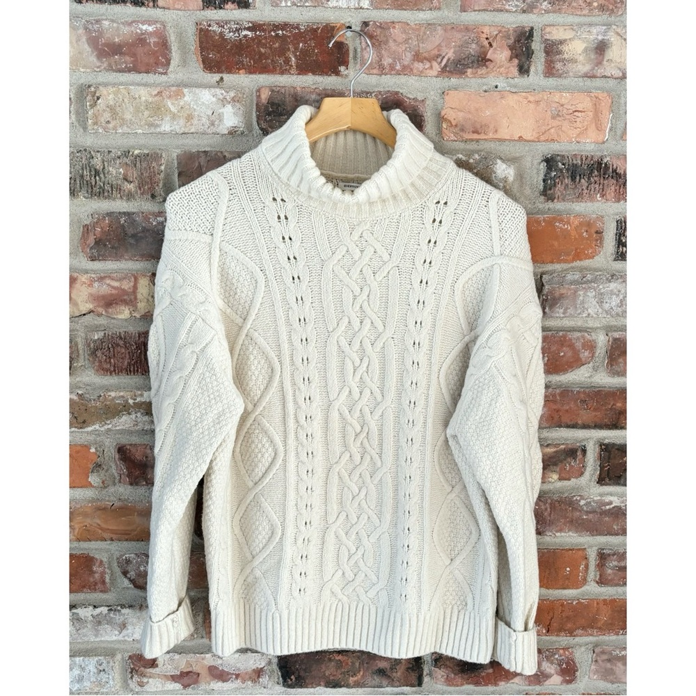 Abercrombie White Soft A&F Chenille Cable Knit Fisherman Cowl Neck Sweater, S